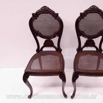 Juago de sillas Antiguas Restauradas con esterillado tejido a mano